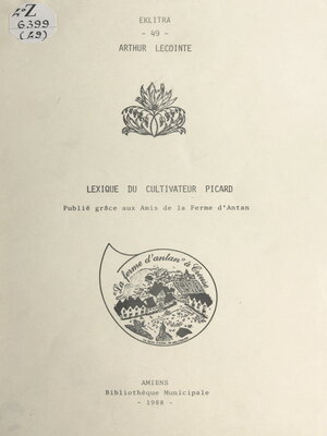 cover image of Lexique du cultivateur Picard